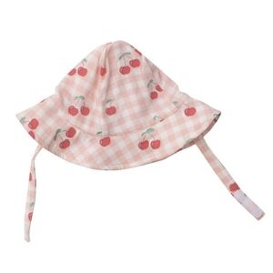 Angel Dear Bamboo Sunhat 0-6 Months Pink Red Cherry Velcro